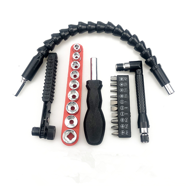 充电钻电动螺丝刀万向软轴批头套筒组合起子多功能金属连接延长杆