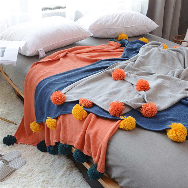 Pohjoismainen puhdasvärinen puuvillapalloneulottu villainen ilmastointihuopa keväällä, syksyllä ja kesällä, monitoiminen vuodelippupyyhe_voghion.com