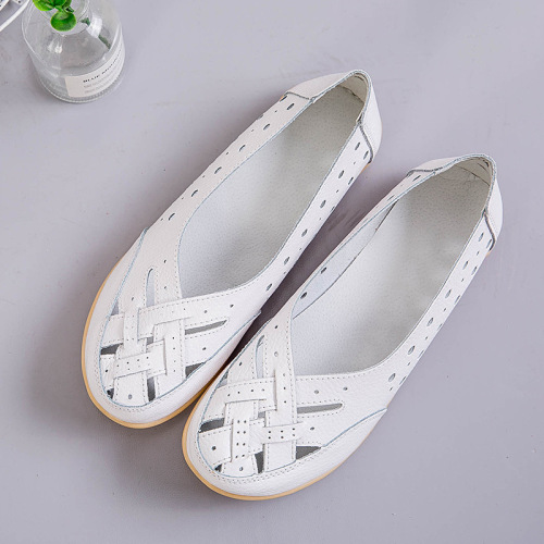 Loafers No. 35-46 Bird's Nest Summer Women's Shoes Hollow Baotou Mom's Shoes Tendon Sole Peas Shoes Wholesale Manufacturer