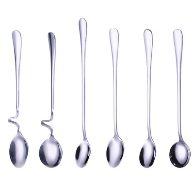 1010 Long handle Stainless steel spoon Dessert coffee Stirring spoon tableware originality Hanging Cup Ice cream spoon Ice scoop