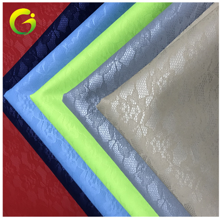 现货供应 无弹力蕾丝纹PU皮革 水刺底  电子皮套首饰包装盒封面用