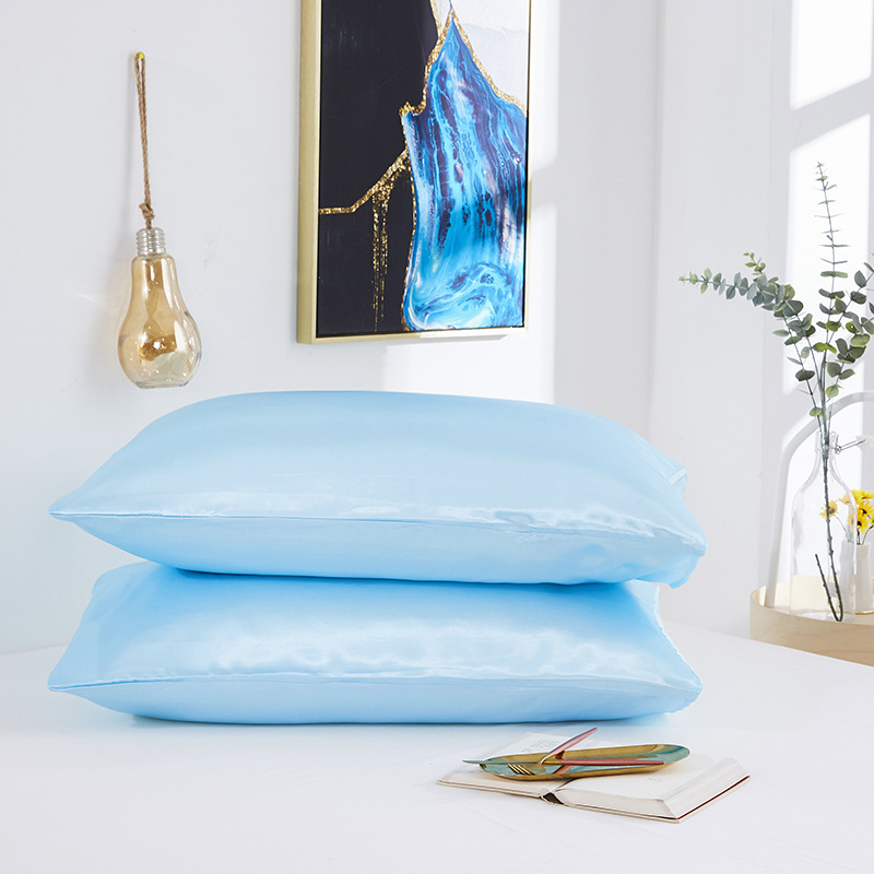 Simple pillowcase satin silk solid color bedding pillowcase wholesale_voghion.com