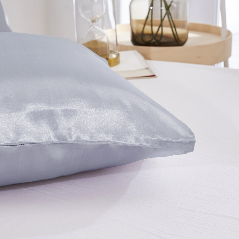 Simple pillowcase satin silk solid color bedding pillowcase wholesale_voghion.com
