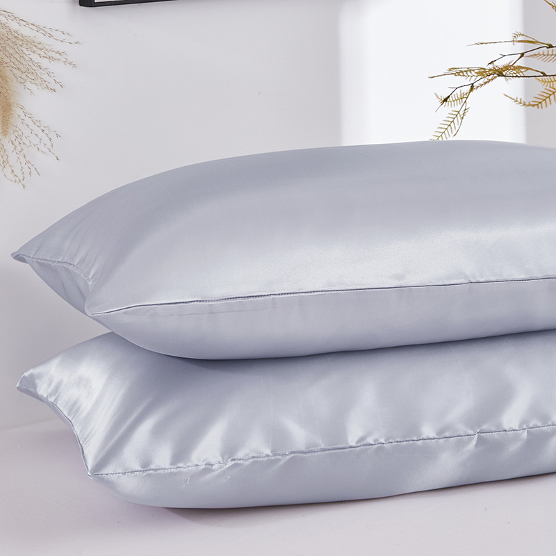 Simple pillowcase satin silk solid color bedding pillowcase wholesale_voghion.com