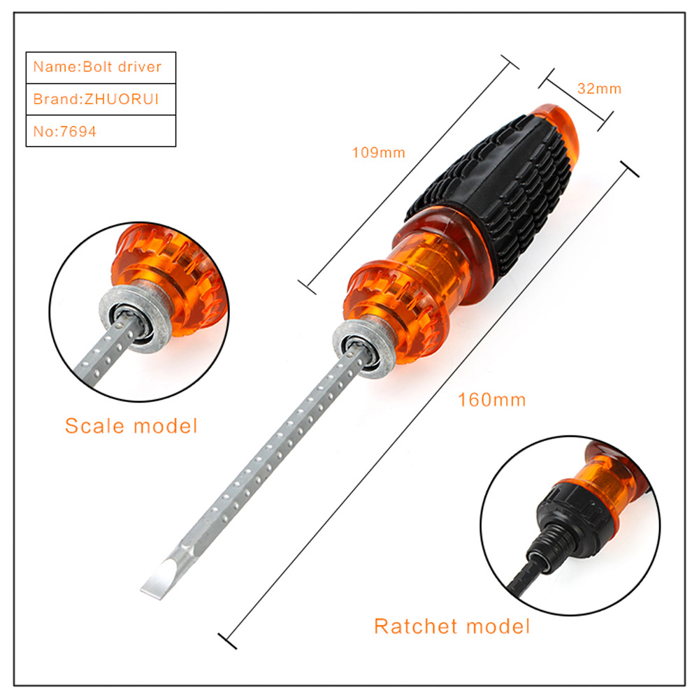 Neumático antideslizante masaje de dos colores de goma transparente manga destornillador Cruz de doble propósito retráctil destornillador de trinquete