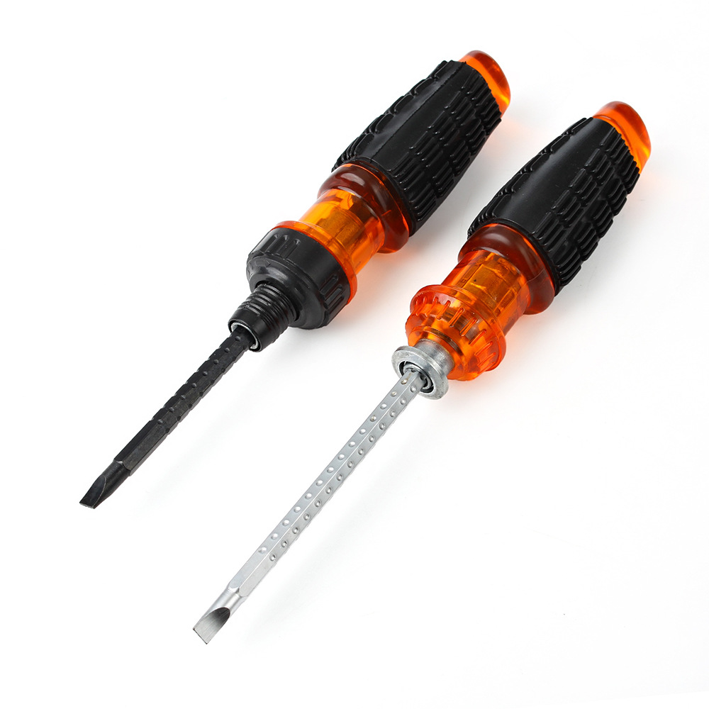 Neumático antideslizante masaje de dos colores de goma transparente manga destornillador Cruz de doble propósito retráctil destornillador de trinquete