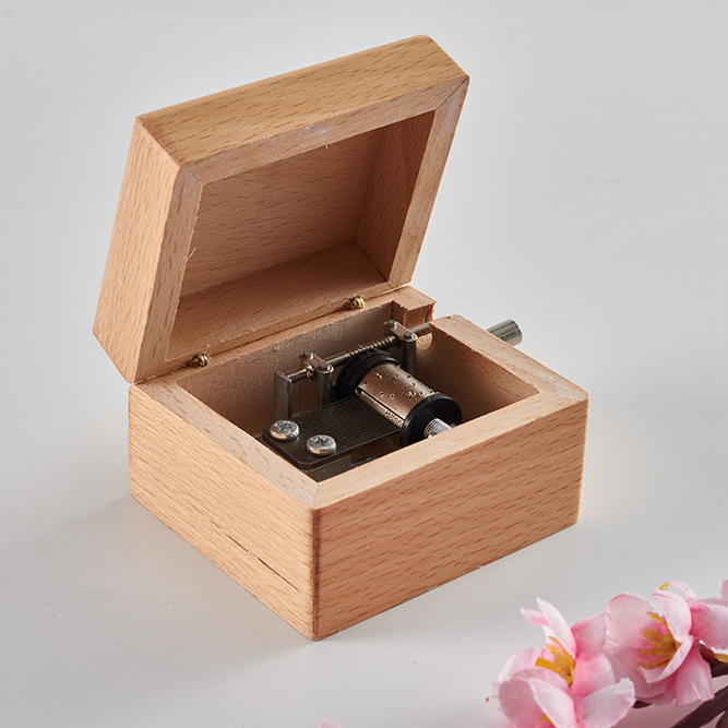 Caja de música de madera creativa Caja de música de manivela con tapa plegable Regalos de Navidad para familiares y amigos Regalos navideños Caja de música