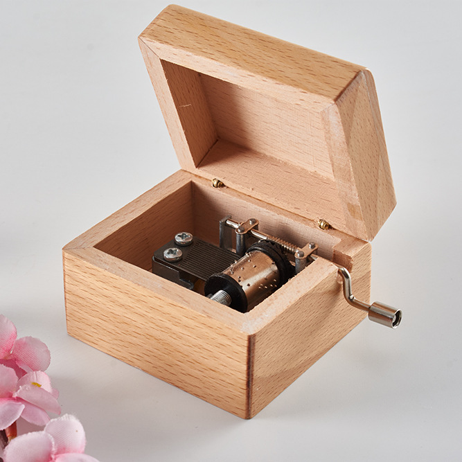 Caja de música de madera creativa Caja de música de manivela con tapa plegable Regalos de Navidad para familiares y amigos Regalos navideños Caja de música