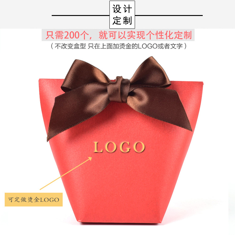 特种喜庆红色珠光纸空白喜糖糖果小礼盒现货伴手喜庆红色礼礼品盒