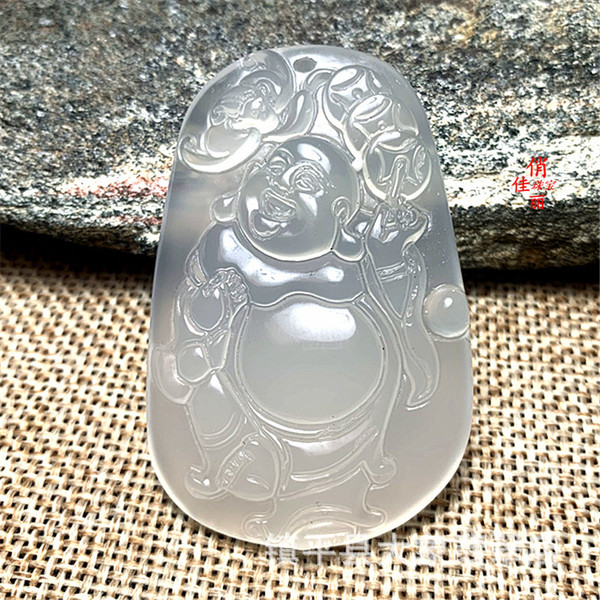 agate pendant white jade