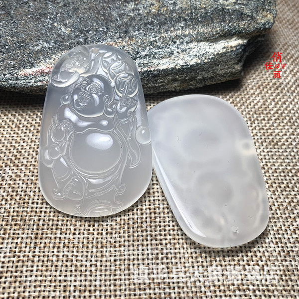 agate pendant white jade