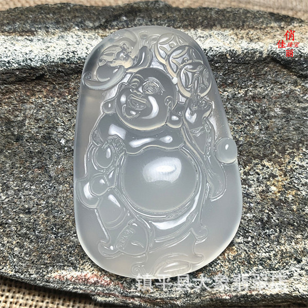agate pendant white jade