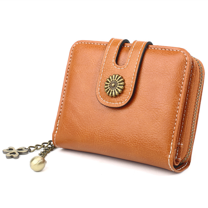Special Sale Fashionable Zipper Coin Purse Short 70% off Small Leather Coin Bag Women's Oil Skin Coin Bag Small Fresh Card Holder H182