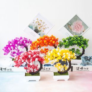 Simulation small tree potted plant small bonsai home desktop decoration flower art green plants and flower decoration creative gifts