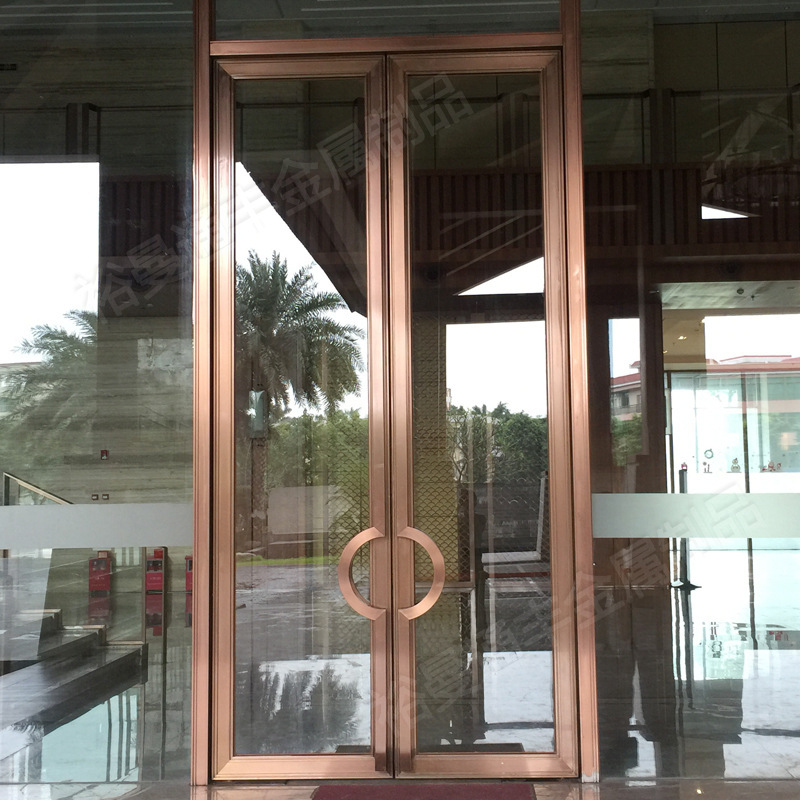 Mall Sales Office Red Stainless Steel Door Frame Glass Door Stainless Steel Door Glass Door Modern Simple Swing Door