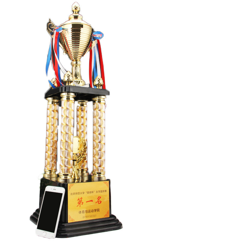 Fabricante de trofeos de cuatro columnas, personalizados para reuniones anuales corporativas, trofeos de premios, trofeos metálicos creativos, venta directa del fabricante.