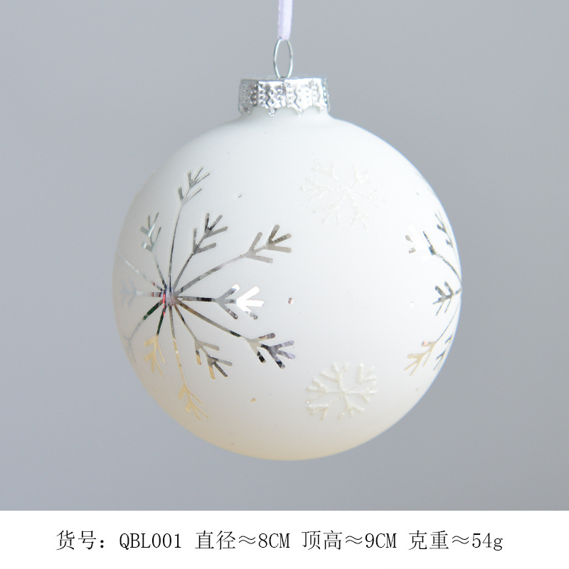 Bola de Navidad de cristal de 8 cm, transparente, para colgar, decoración navideña, bodas, perlas, lentejuelas, pintada, esmerilada