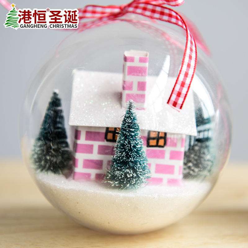 Bola decorativa transparente, bola interior, bola de Navidad, adorno colgante para árbol de Navidad, decoración colgante para techo, arreglo de escena navideña