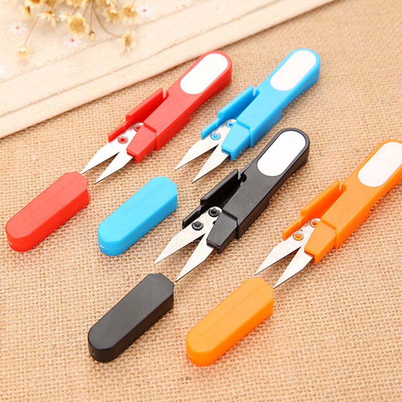 十字绣小剪刀透明带盖线头剪缝纫剪家用U型塑料弹簧纱剪纱线专用