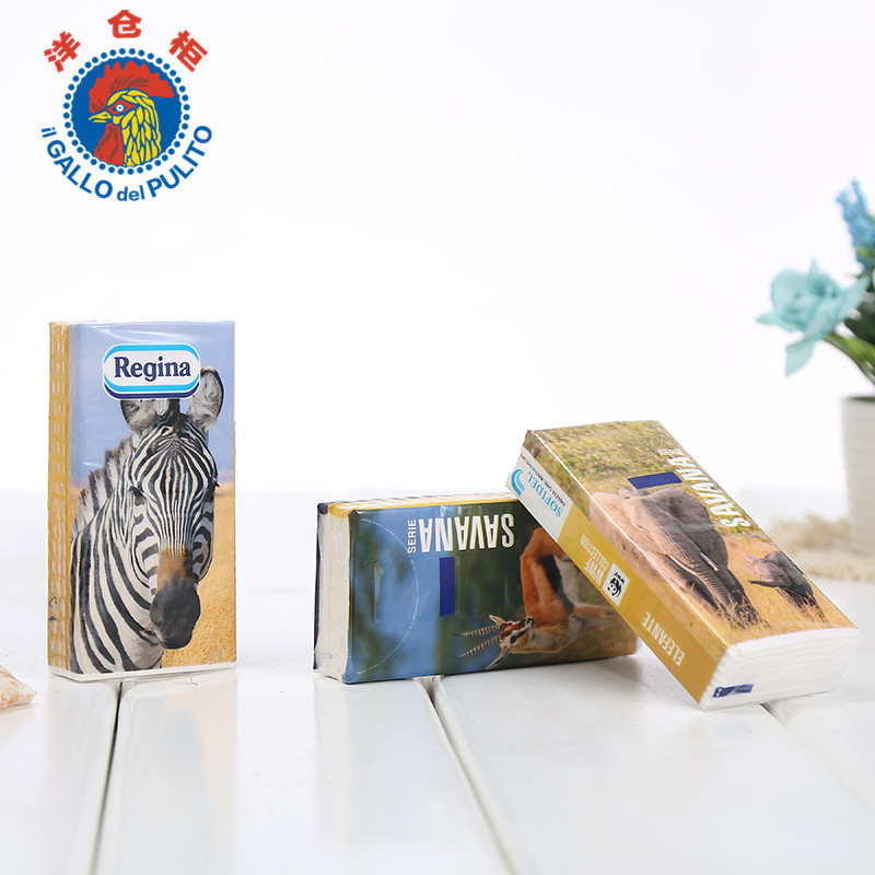 Original Imported Regina Handkerchief Paper Towel Portable Small Package Facial Tissue Household Napkin 4 Layers 9 Pieces
