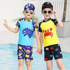 Children's Swimwear for Boys: Swim Trunks, Swim Cap, and Baby Swimwear Set with Cute Cartoon Design - 3-Piece Set for Wholesale