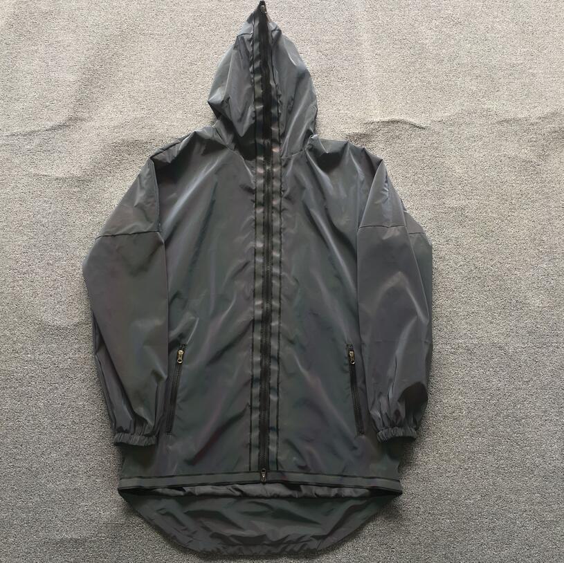 Amazon transfronteriza Moda media-longitud colorida gabardina reflectante frente corto espalda larga cremallera chaqueta colorida capa reflectante image 6