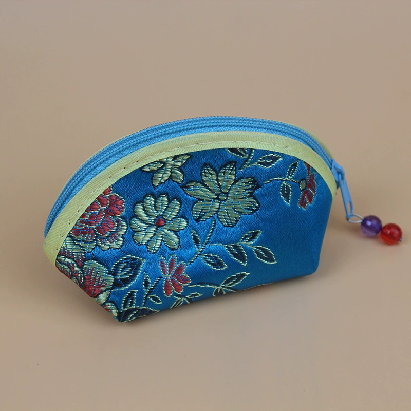 Этничный эмбираж embroidered тканевый кошелек на молнии, маленький клатч 10×3×6 см, вес 30 г