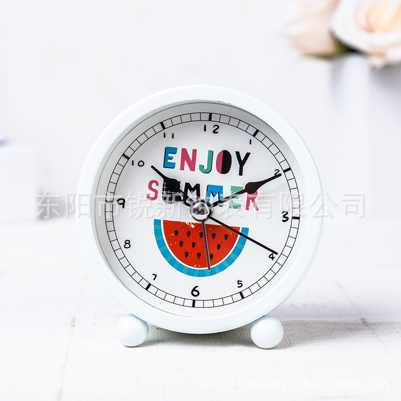 Suministro directo de fábrica estudiante niños pequeño reloj de alarma de 3 pulgadas de metal reloj redondo lindo Reloj portátil digital de dibujos animados