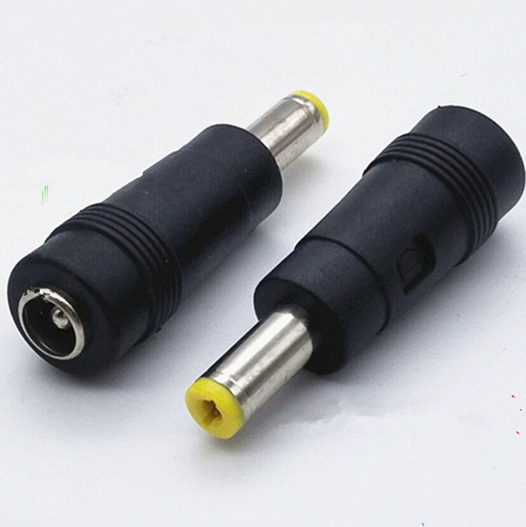 厂家直销DC电源转换头5.5*2.5母转5.5*2.1公黄色音叉弹簧片转换