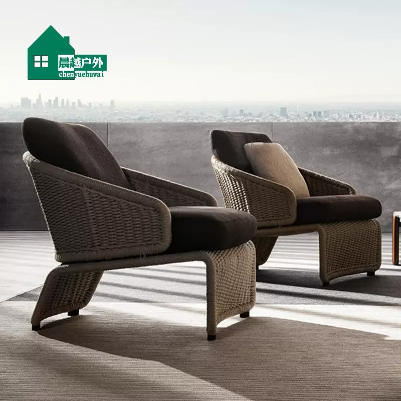 休闲户外藤沙发样板房花园庭院阳台藤编家具北欧客厅