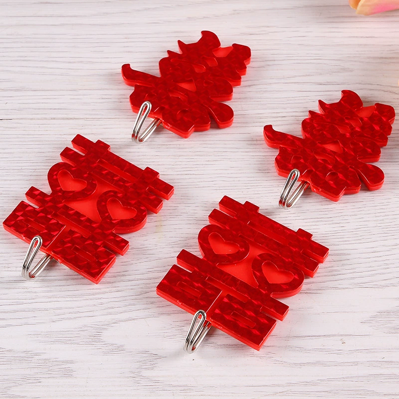 Свадебные принадлежности макет свадебной комнаты красная тяга Xi слово крючок Свадебный Праздничный прочный бесшовный липкий крючок практичное пальто и крючок для шляпы