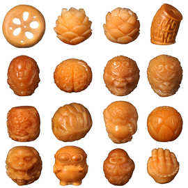 风化菩提根雕刻莲花龙柱富甲佛手两通菩提佛珠配件diy饰品