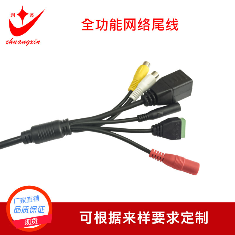 摄像机网口尾线多头网络线报警复位线安防线厂家直