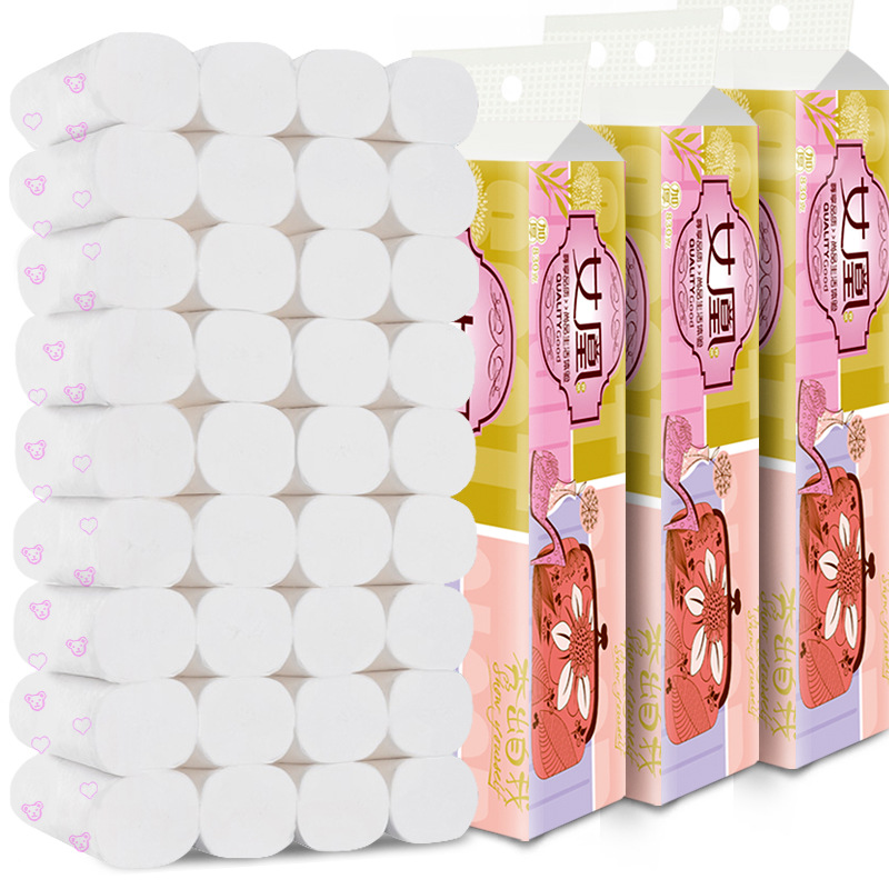 Women's green printing toilet paper roll paper coreless tissue household toilet paper 830g household affordable clothes thickened skin-friendly