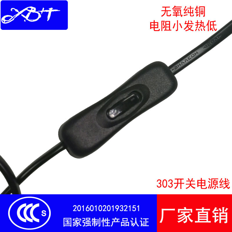 欧规AC延长线303开关电源线二脚台灯小电器电源线带插头 鑫百汇