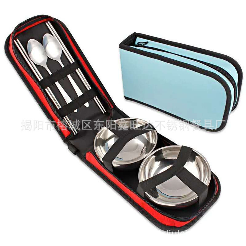 Stainless steel bowl bag six-piece three-piece export gift promotional gift tableware wholesale