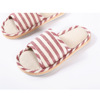 Factory direct selling volume Four seasons home soft stripe linen flax slippers men's cotton linen home sandals and slippers female