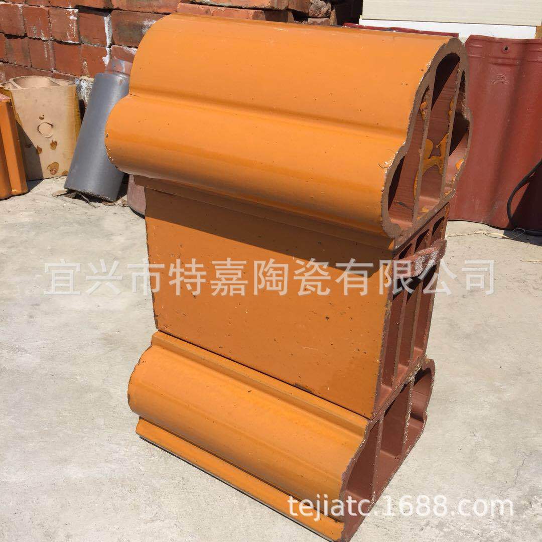 厂家直销脊瓦正脊寺庙脊瓦楼顶脊加高金黄色屋筒字脊琉璃瓦