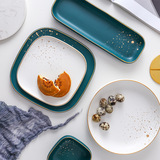 Ретро зеленая пограничная керамика кладбища на дисплей ресторан ресторан Отель Home Home Panzi Western Dining Benu Danca Rice Soup Bowl