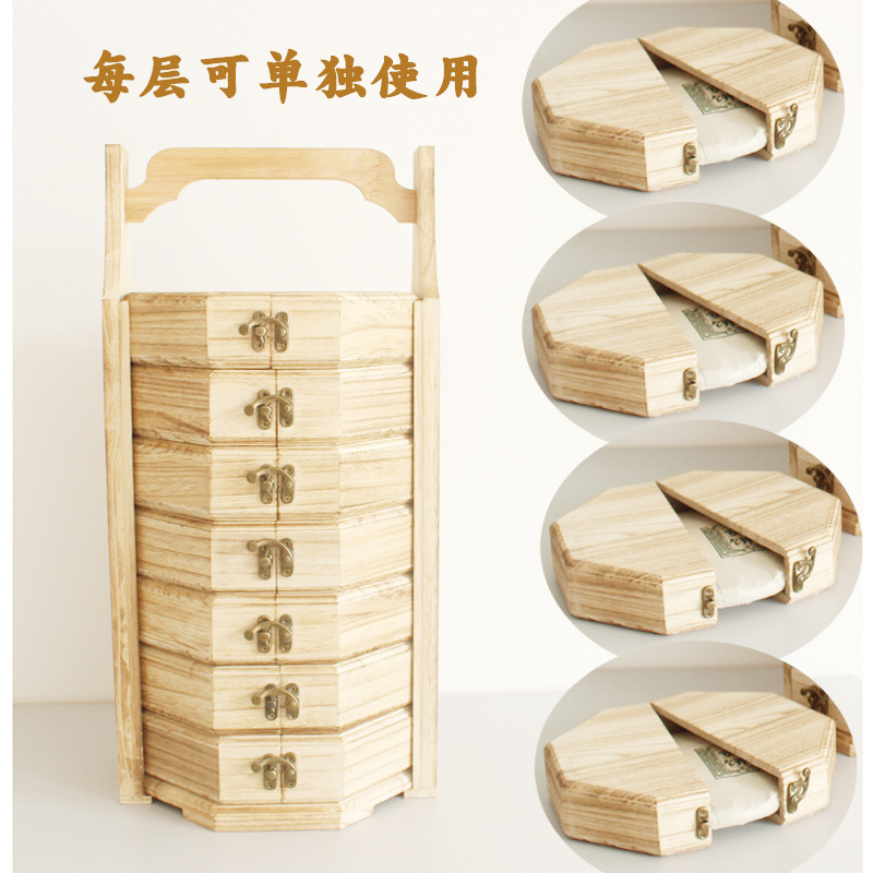 厂家热卖木制茶饼盒桐木多层复古普洱茶饼福鼎白茶包装盒茶提礼盒