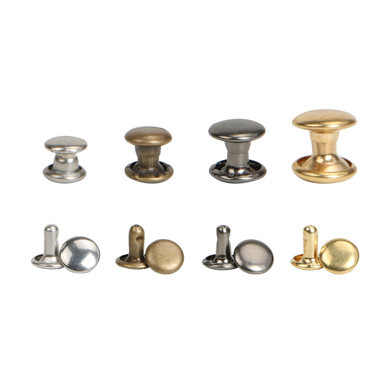 Fábrica al por mayor de cobre puro de doble cara remache tapa redonda accesorios de ropa equipaje accesorios fijos accesorios tapa de doble cabeza de uñas