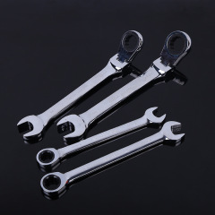 Manufacturer wholesale dual-purpose ratchet quick wrench straight handle shaking head opening plum blossom wholesale machinery equipment mirror wrench
