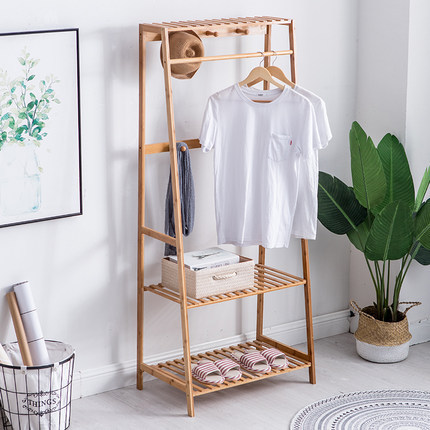 Perchero multifuncional estilo armario, de pie para dormitorio y sala de estar, en forma de escalera, estante de almacenamiento estable, estante de almacenamiento de gran capacidad de bambú