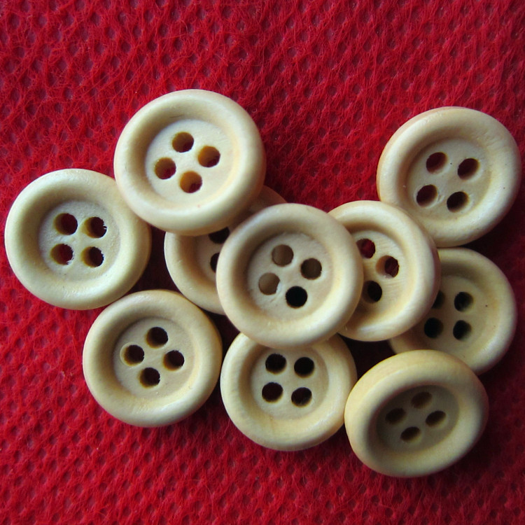 纽扣扣子专卖木头扣木质钮扣中四眼手缝米白扣服装配件