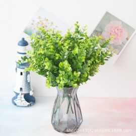 7叉仿真尤加利 塑料花假花绿植装饰花大叶尤加利金钱草仿真花绿叶