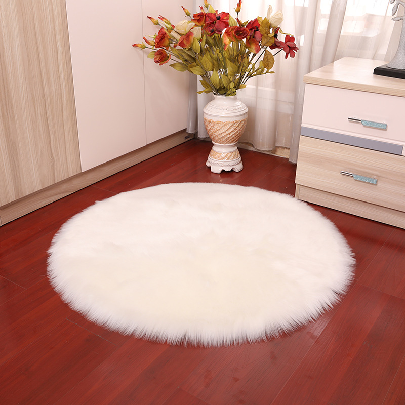 Blanco lana larga alfombra redonda mecedora manta cesta colgante manta sala de estar ocio dormitorio cama manta redonda silla de la computadora