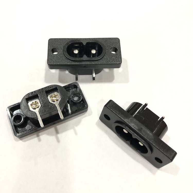 AC八字电源插座DB-14-T7-S1音响插座斌兴BX-180-DB-8带螺丝孔座