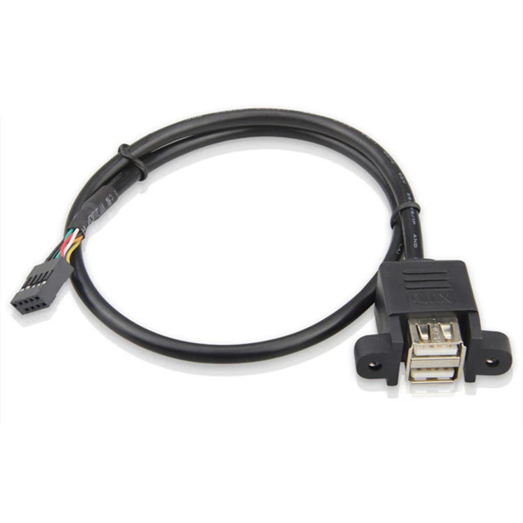 [Двухслойный USB-кабель с двумя портами 9 отверстий Dupont, USB 2.0 с экраном, встроенный в главный блок]