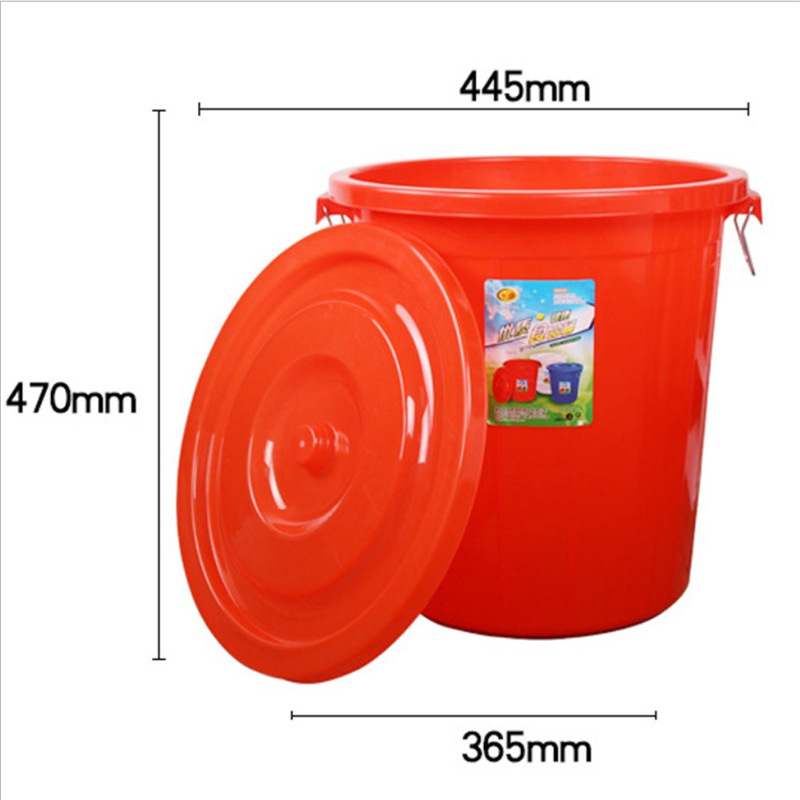 批发食品塑胶圆桶 家用储水沉淀桶带盖可提塑料红桶白色水桶米缸
