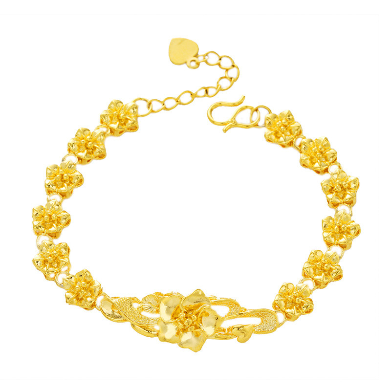 Ilushang latón europeo oro flor pulsera joyería Vietnam chapado en oro 24K oro imitación real oro pulsera para las mujeres